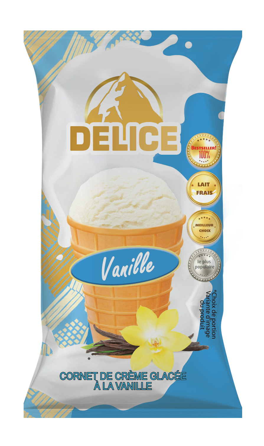 Glace cornet vanille