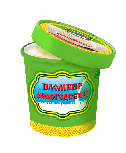 Vologodsky plombir vanilla ice cream in a cup