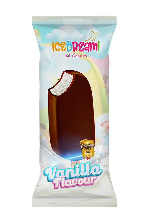 Ice-cream eskimo with milk fat substitute vanilla in a chocolate glaze  